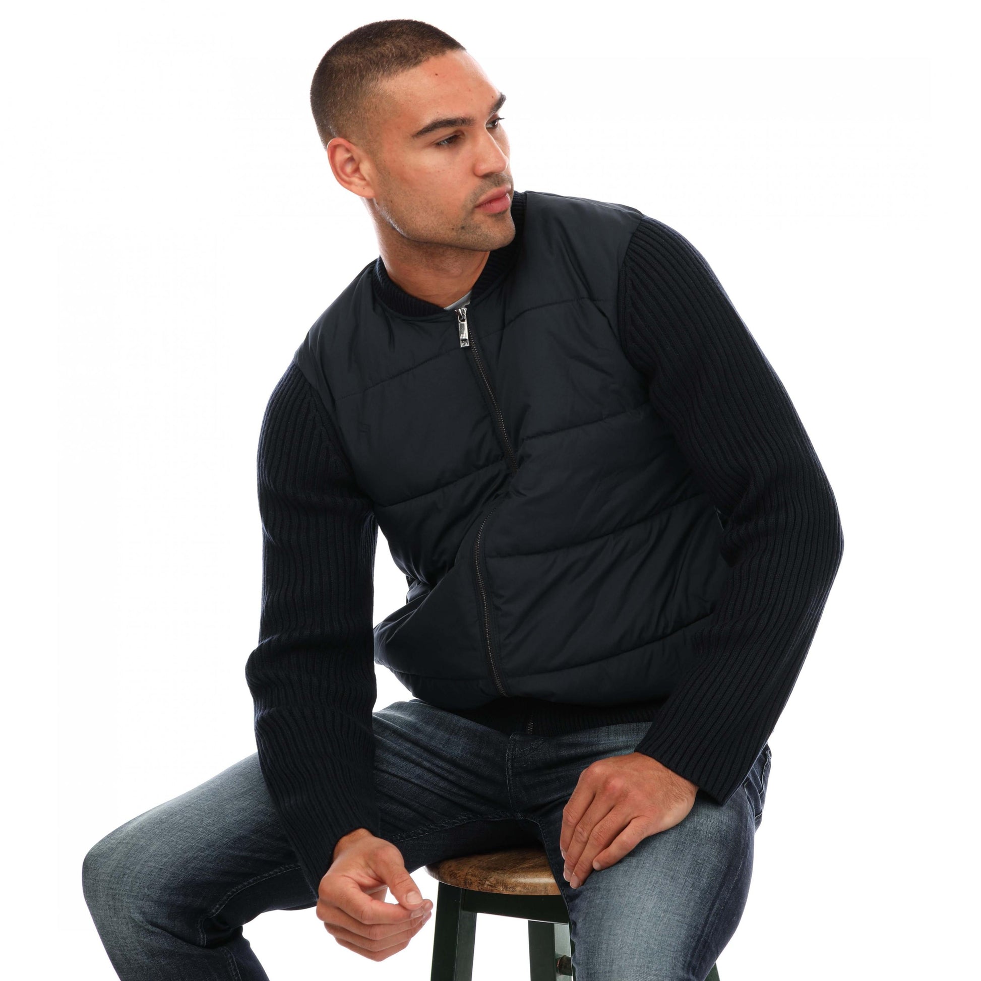 Navy - Side - Ted Baker Mens Spores Full Zip Regular Padded Jacket