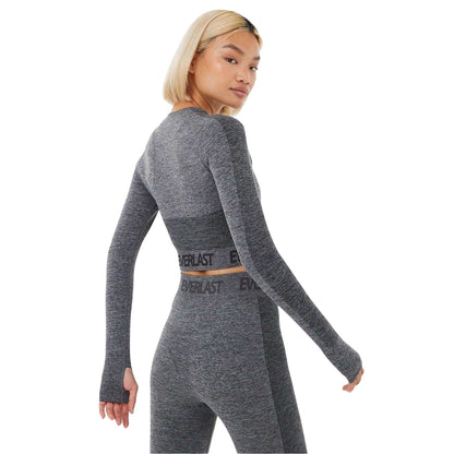 Charcoal Marl Marl - Back - Everlast Womens-Ladies Seamless Long-Sleeved Crop Top
