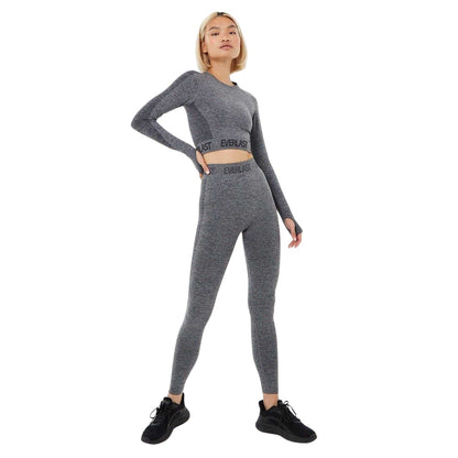 Charcoal Marl Marl - Lifestyle - Everlast Womens-Ladies Seamless Long-Sleeved Crop Top