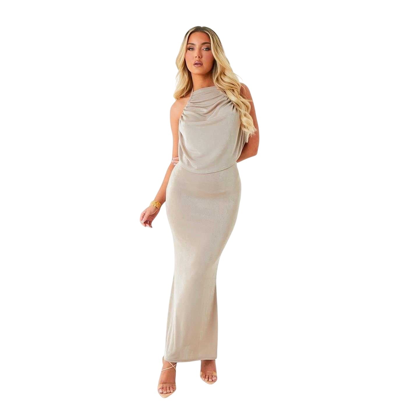 Stone - Lifestyle - Missy Empire Womens-Ladies Column Maxi Skirt