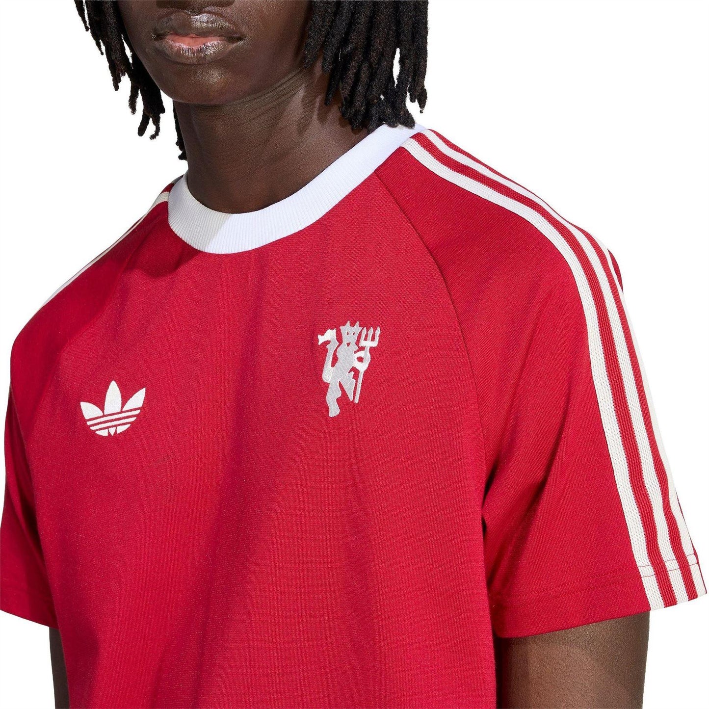 Red-White - Side - Adidas Mens Originals Manchester United FC Slim T-Shirt