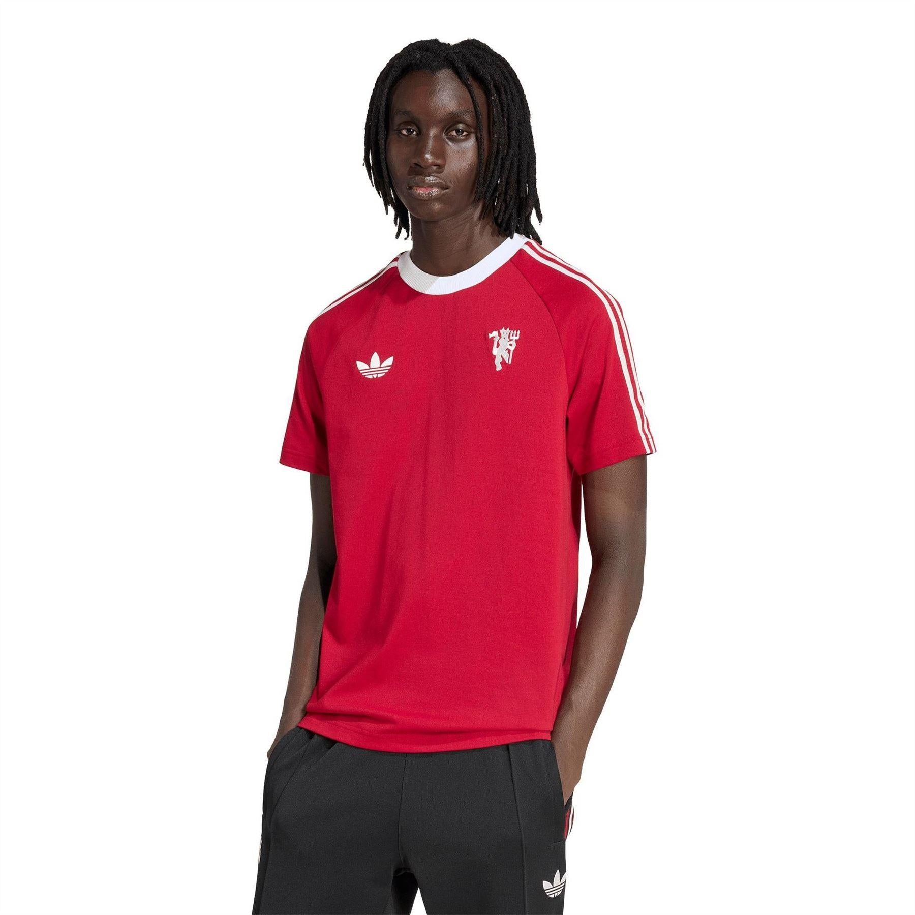 Red-White - Lifestyle - Adidas Mens Originals Manchester United FC Slim T-Shirt