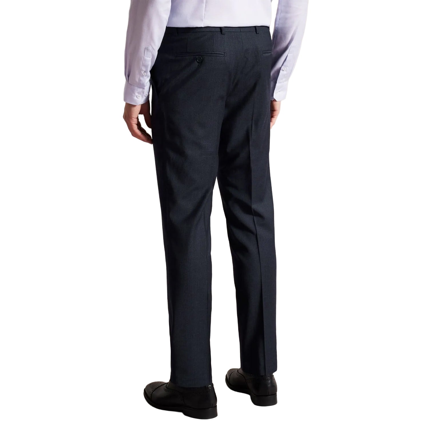 Navy - Back - Ted Baker Mens Forbyts Puppytooth Trousers