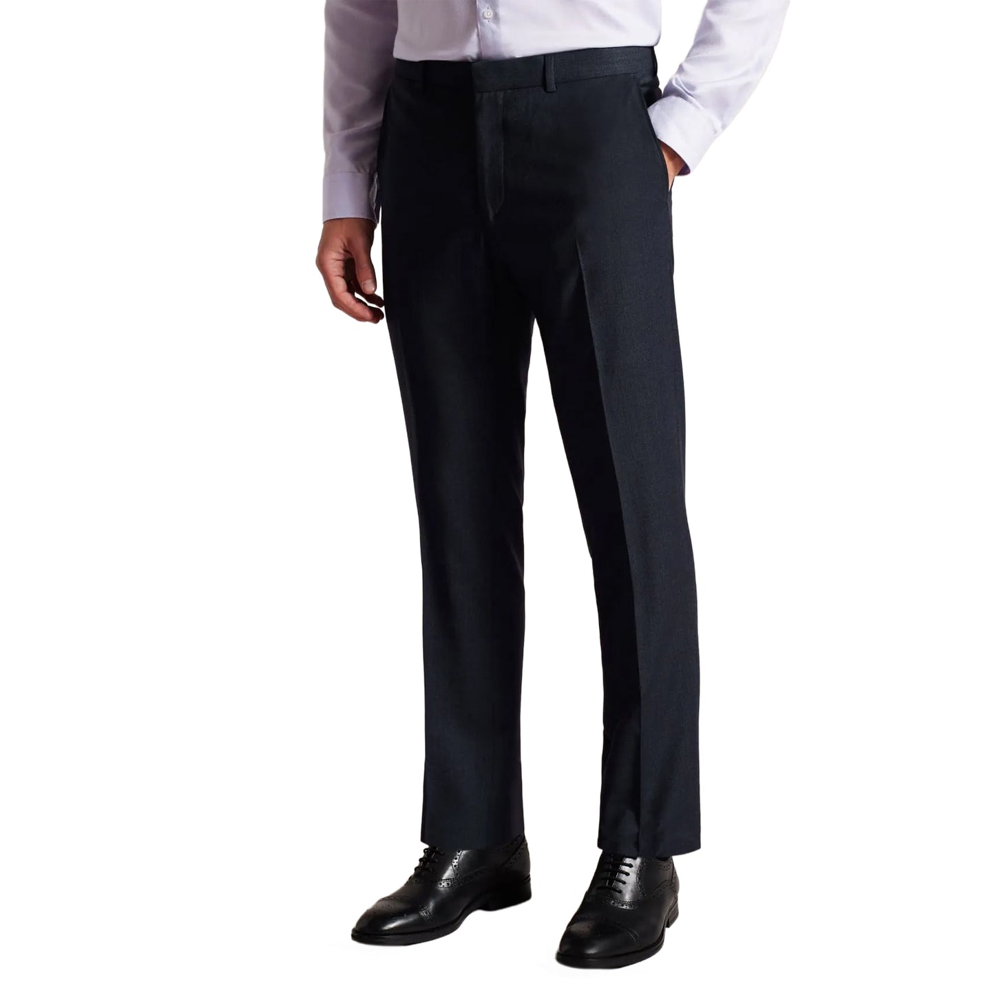 Navy - Side - Ted Baker Mens Forbyts Puppytooth Trousers