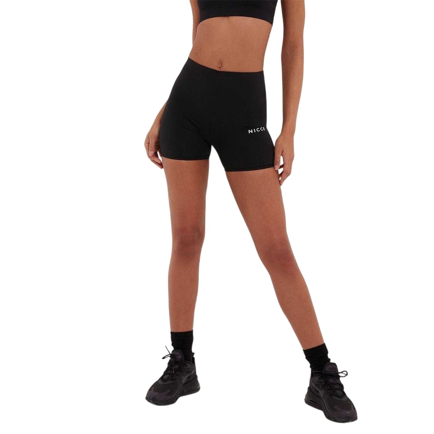 Black - Side - Nicce Womens-Ladies Dia High Rise Cycling Shorts