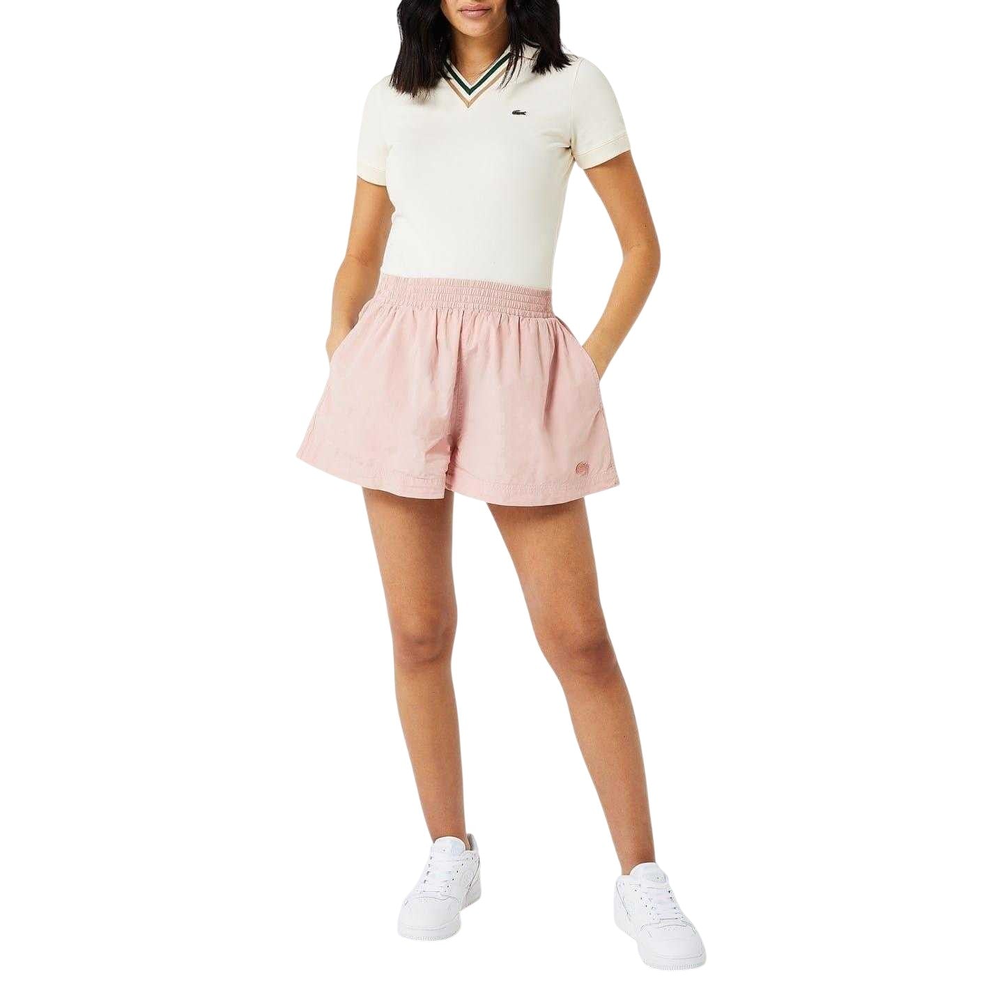 Pink - Pack Shot - Lacoste Womens-Ladies Poplin Shorts