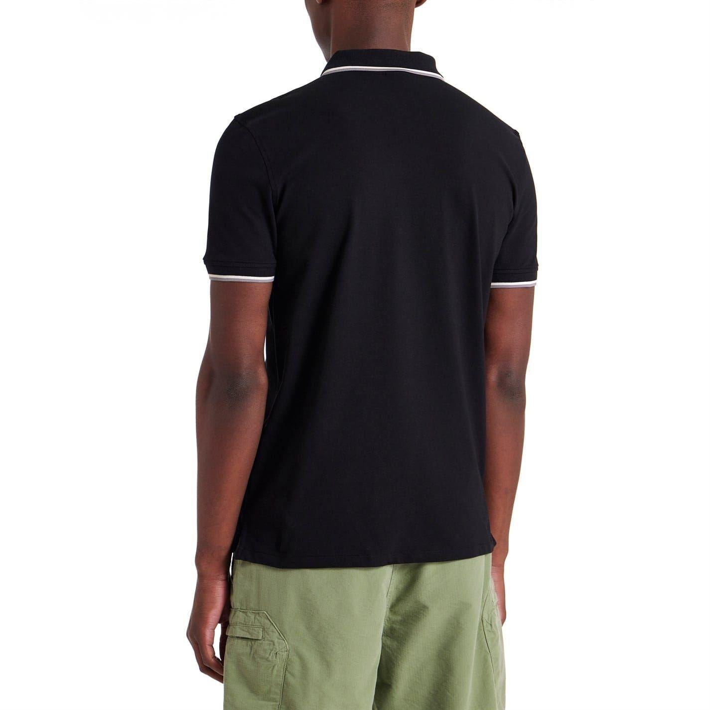 Black - Back - Paul Smith Mens Patch Cotton Logo Polo Shirt