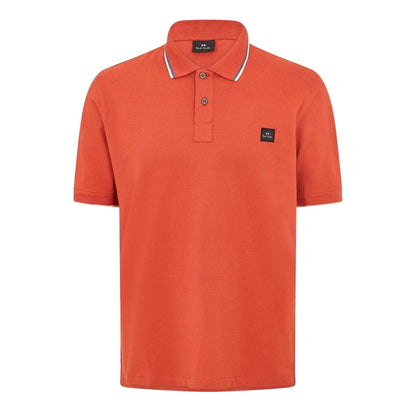 Orange - Front - Paul Smith Mens Patch Cotton Logo Polo Shirt