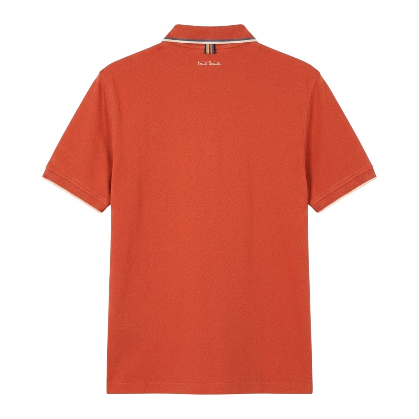 Orange - Back - Paul Smith Mens Patch Cotton Logo Polo Shirt