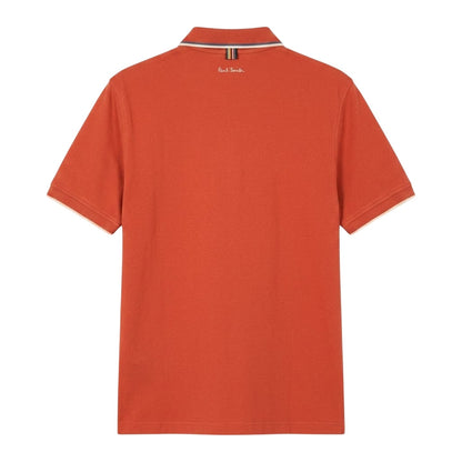 Orange - Back - Paul Smith Mens Patch Cotton Logo Polo Shirt