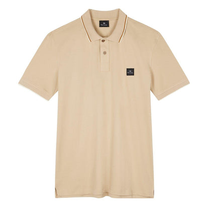 Beige - Front - Paul Smith Mens Patch Cotton Logo Polo Shirt