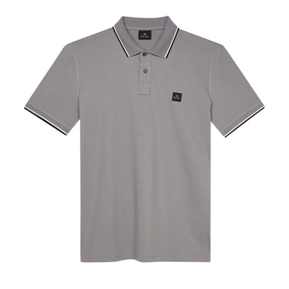 Grey - Front - Paul Smith Mens Patch Cotton Logo Polo Shirt