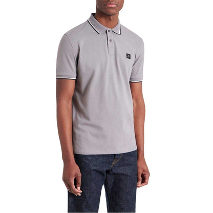 Grey - Side - Paul Smith Mens Patch Cotton Logo Polo Shirt