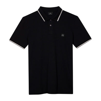 Black - Front - Paul Smith Mens Patch Cotton Logo Polo Shirt