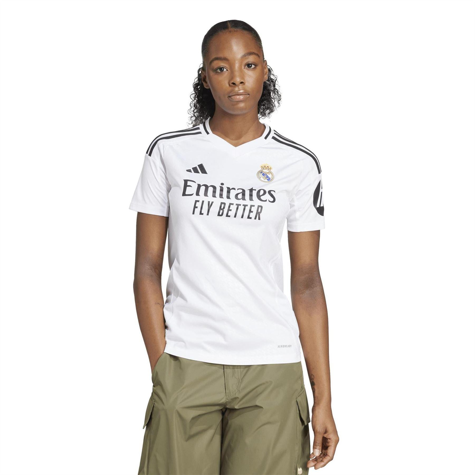 White - Lifestyle - Adidas Womens-Ladies 24-25 Real Madrid CF Home Jersey
