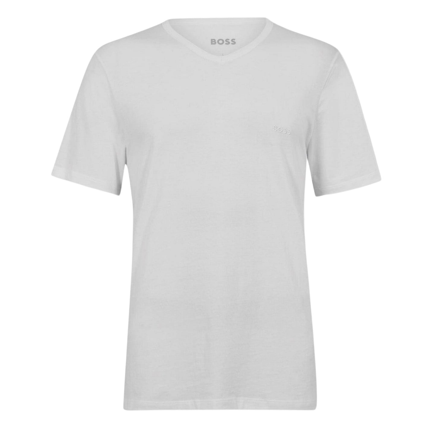 White - Front - Boss Mens Logo V Neck T-Shirt (Pack of 3)