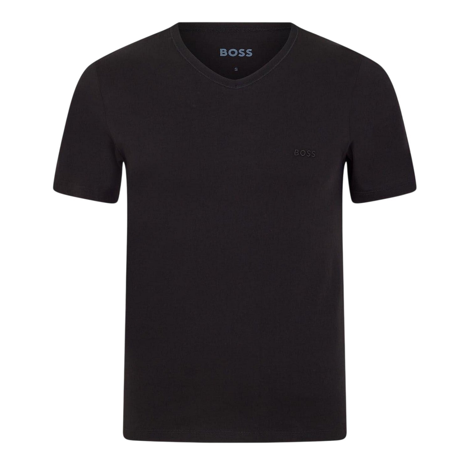 Black - Front - Boss Mens Logo V Neck T-Shirt (Pack of 3)