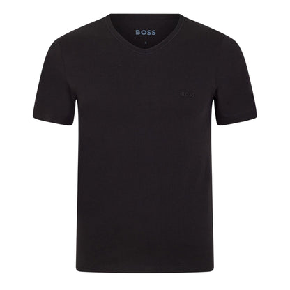 Black - Front - Boss Mens Logo V Neck T-Shirt (Pack of 3)