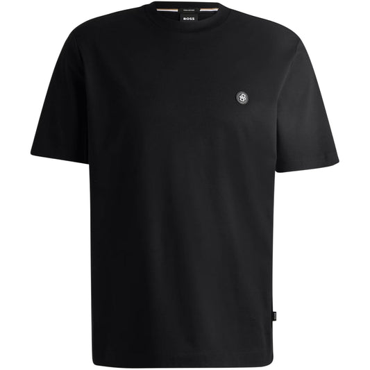 Black - Front - Boss Mens Taut Minimalist Logo T-Shirt