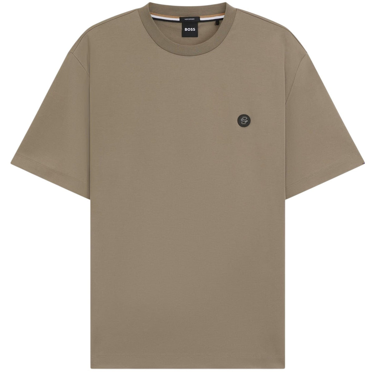 Brown - Front - Boss Mens Taut Minimalist Logo T-Shirt