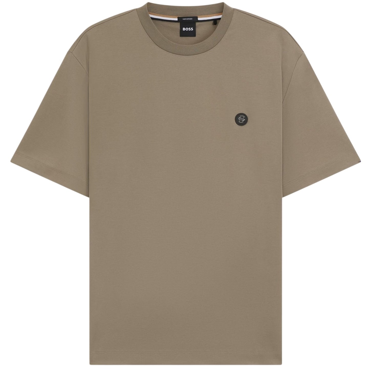 Brown - Front - Boss Mens Taut Minimalist Logo T-Shirt