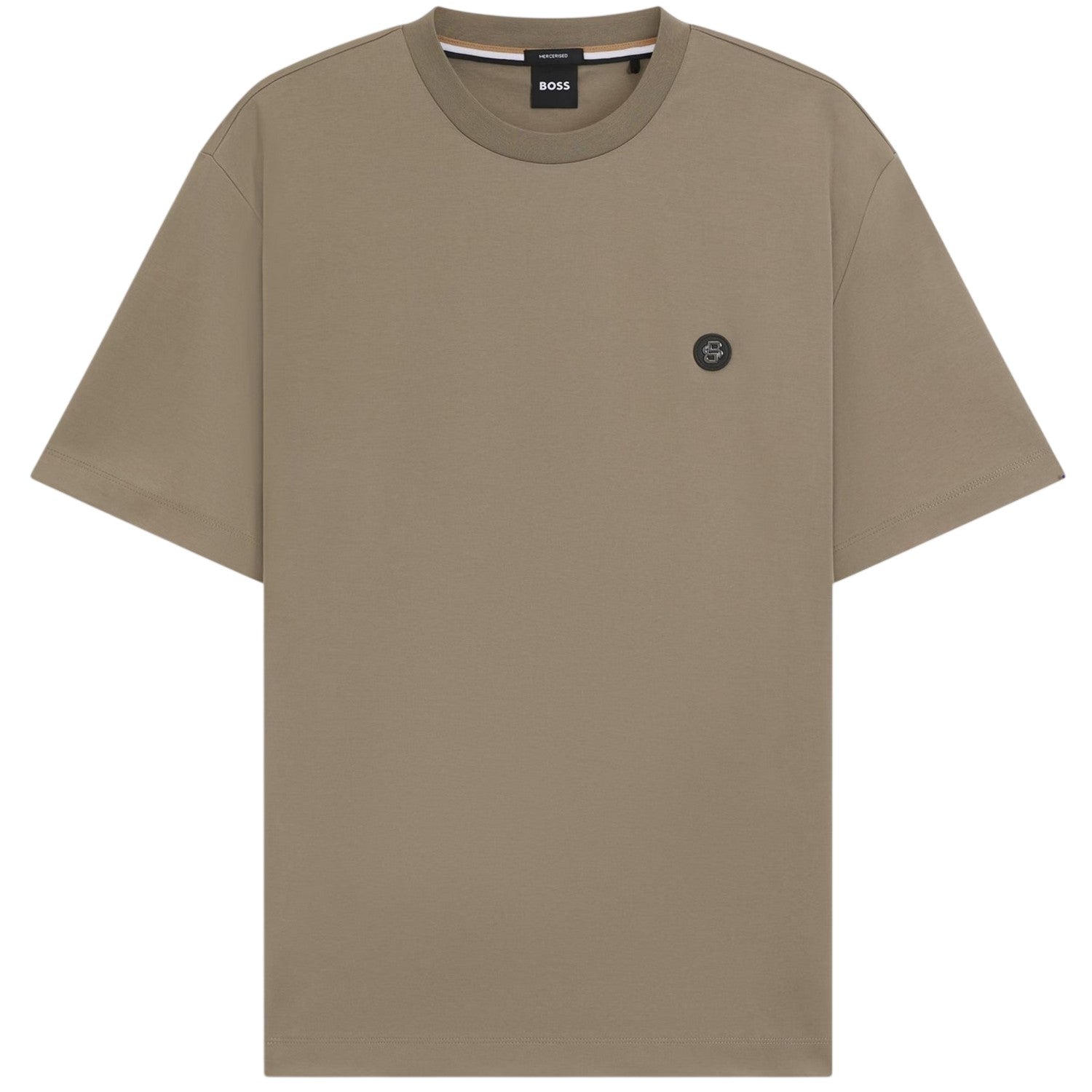 Brown - Front - Boss Mens Taut Minimalist Logo T-Shirt