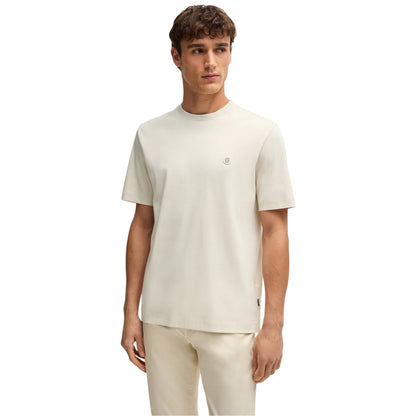Off White - Front - Boss Mens Taut Minimalist Logo T-Shirt
