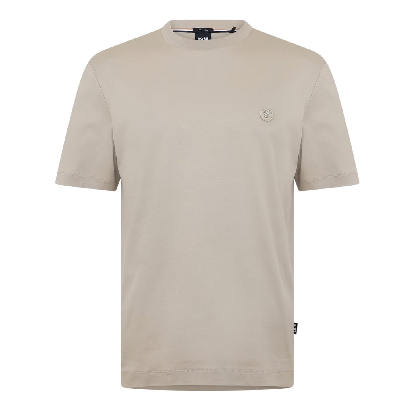 Beige - Front - Boss Mens Taut Minimalist Logo T-Shirt