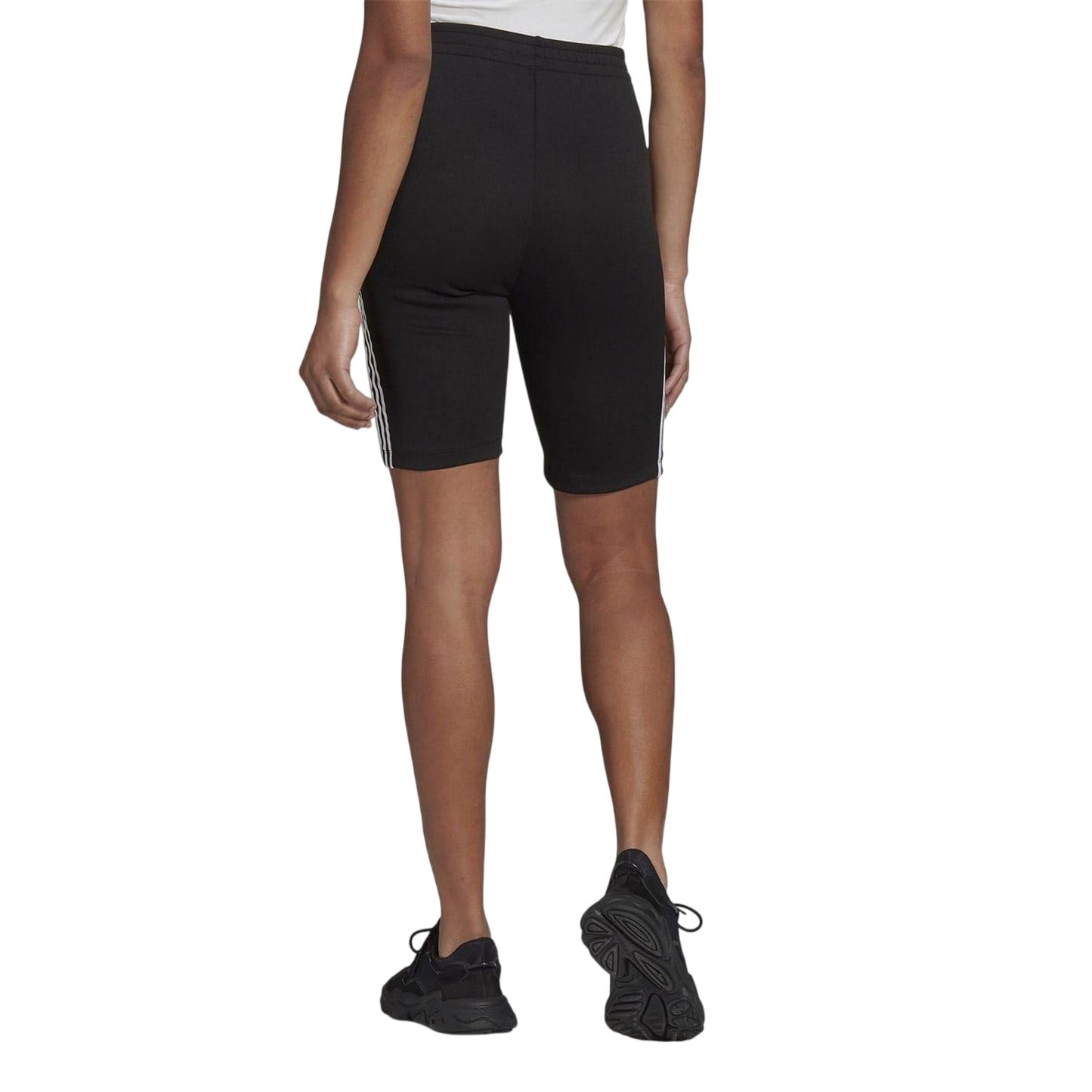 Black - Back - Adidas Womens-Ladies Originals Drawstring Front Cycling Shorts