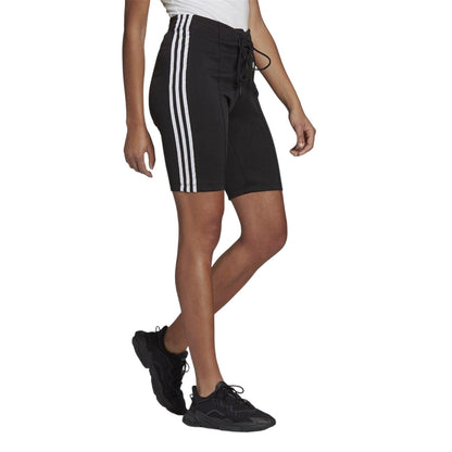 Black - Side - Adidas Womens-Ladies Originals Drawstring Front Cycling Shorts