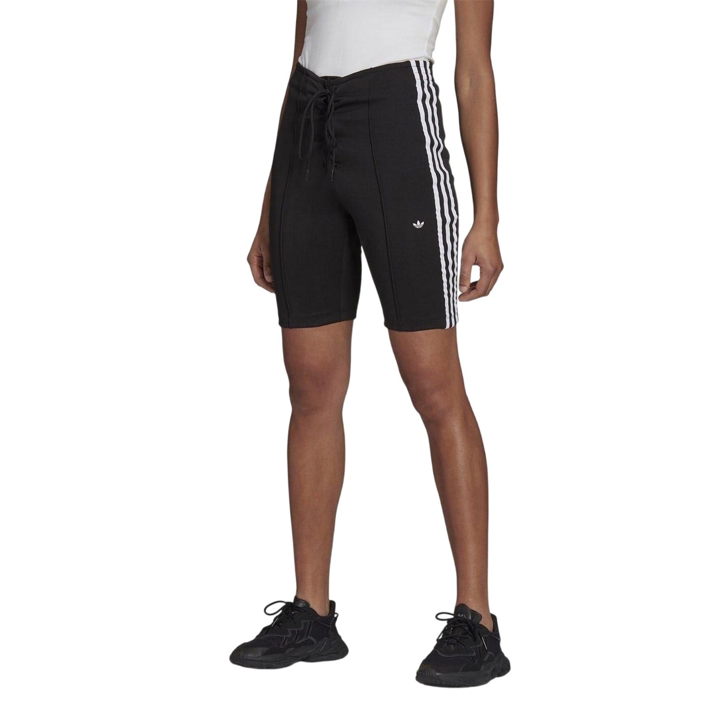 Black - Lifestyle - Adidas Womens-Ladies Originals Drawstring Front Cycling Shorts