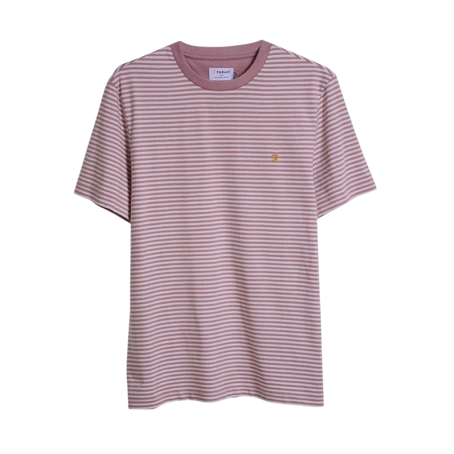 Dark Pink - Front - Farah Mens Striped Logo Short-Sleeved T-Shirt