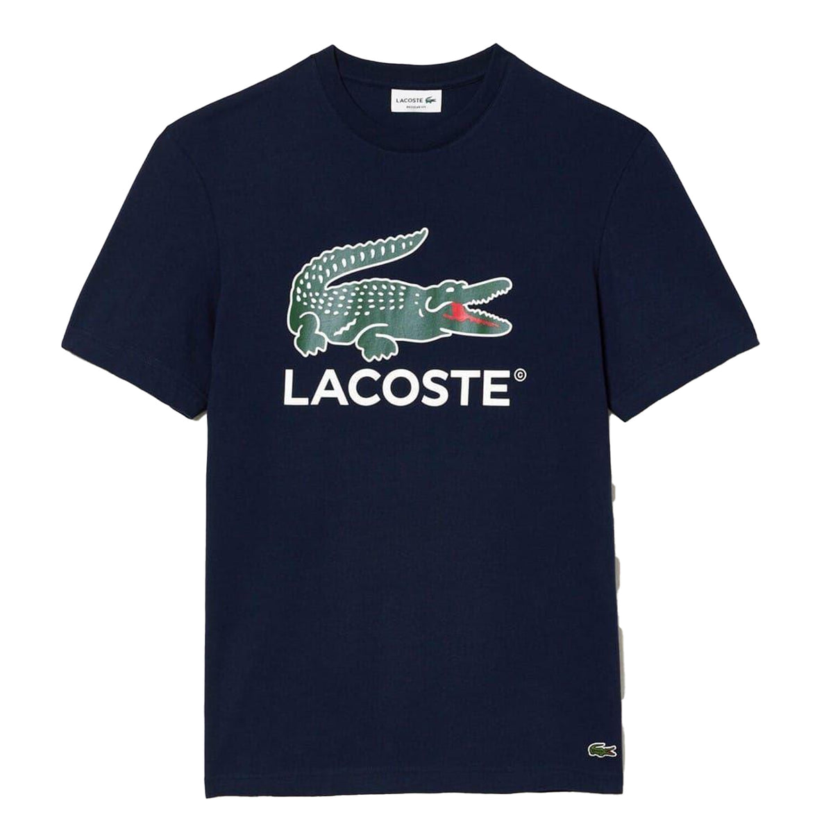 Navy - Front - Lacoste Mens Crocodile Print Regular T-Shirt