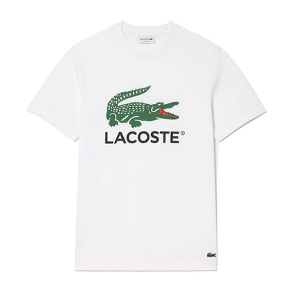 White - Front - Lacoste Mens Crocodile Print Regular T-Shirt