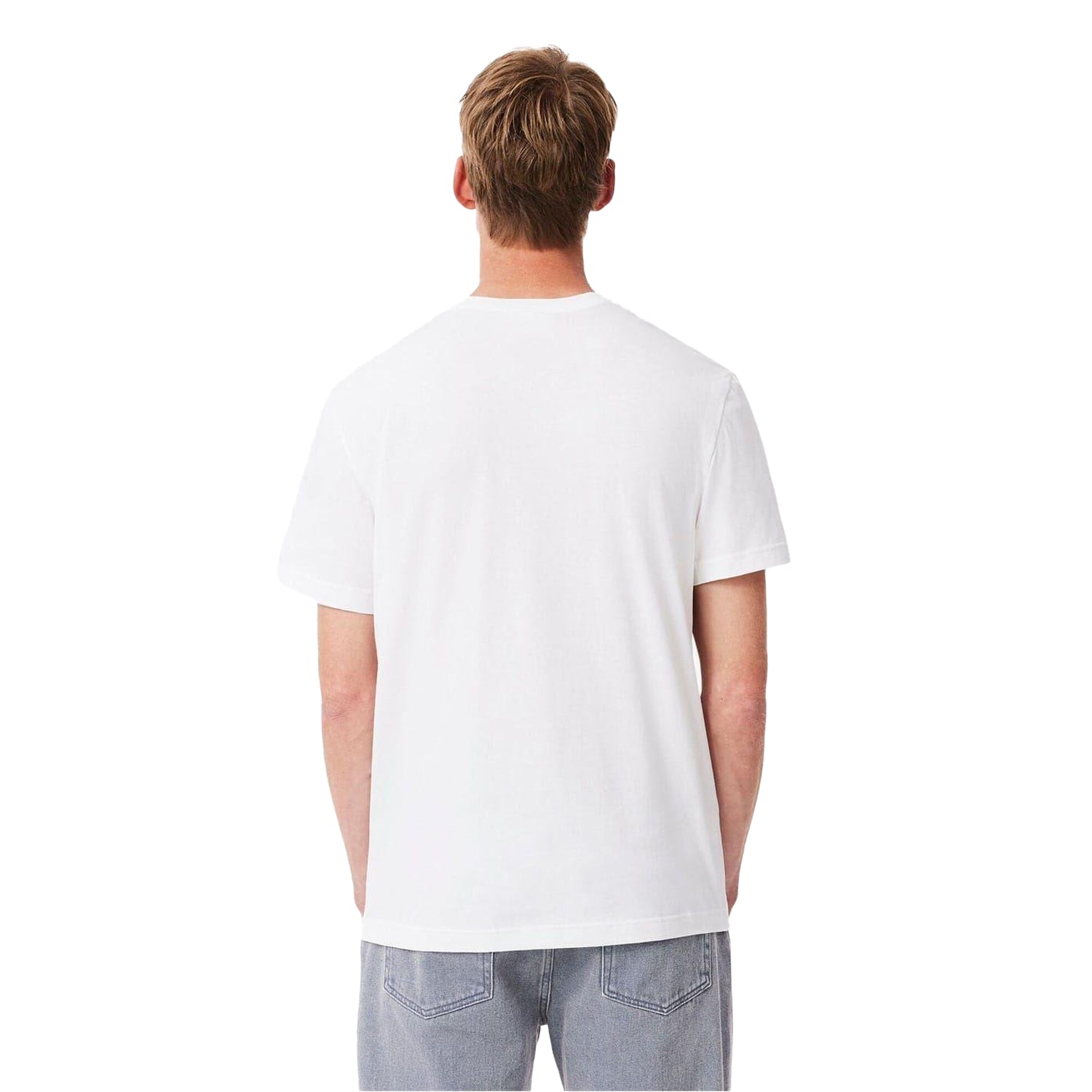 White - Back - Lacoste Mens Crocodile Print Regular T-Shirt
