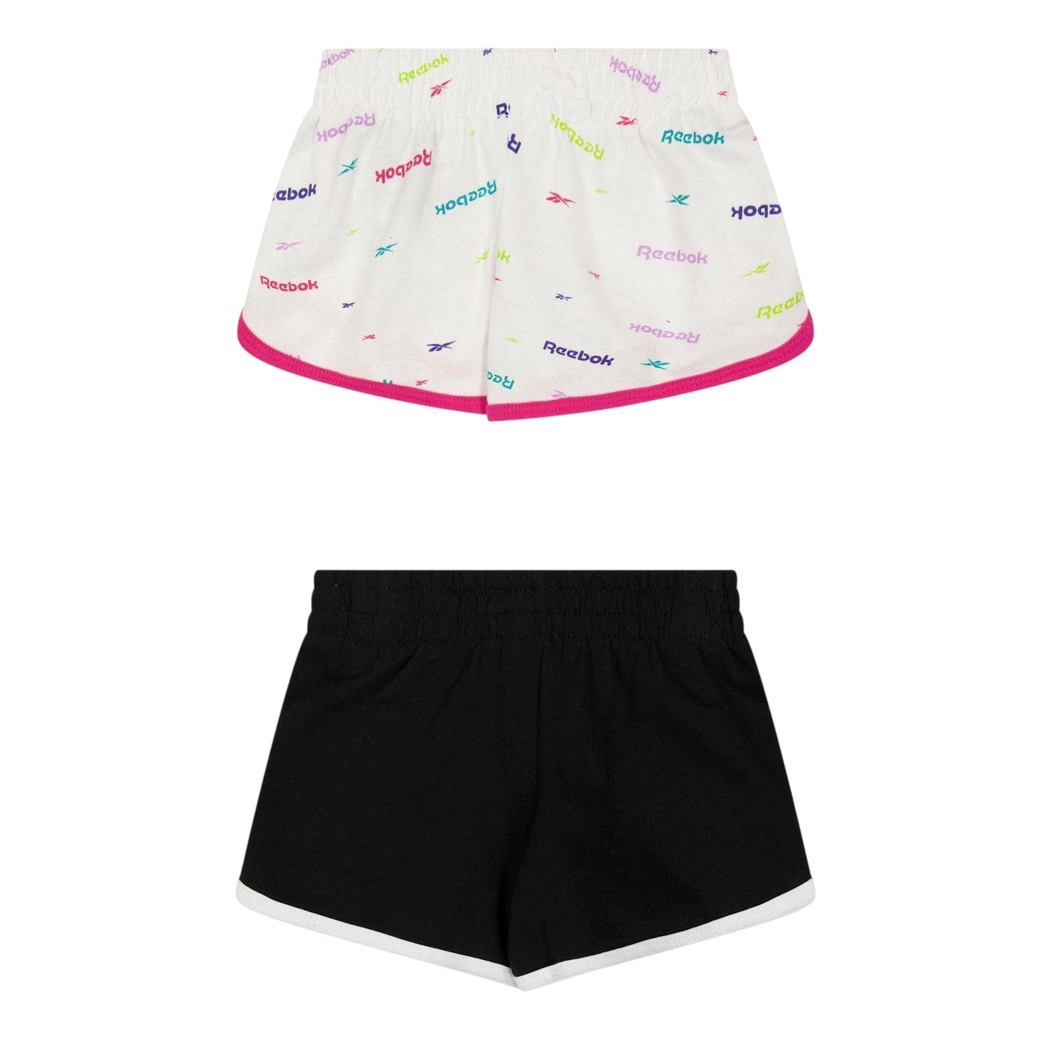 White-Black - Back - Reebok Girls Jersey Shorts (Pack of 2)