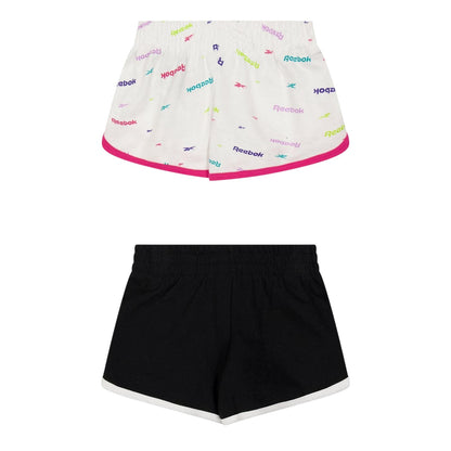 White-Black - Back - Reebok Girls Jersey Shorts (Pack of 2)