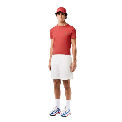 Red - Pack Shot - Lacoste Mens Pima Monochrome Cotton Jersey Crew Neck T-Shirt