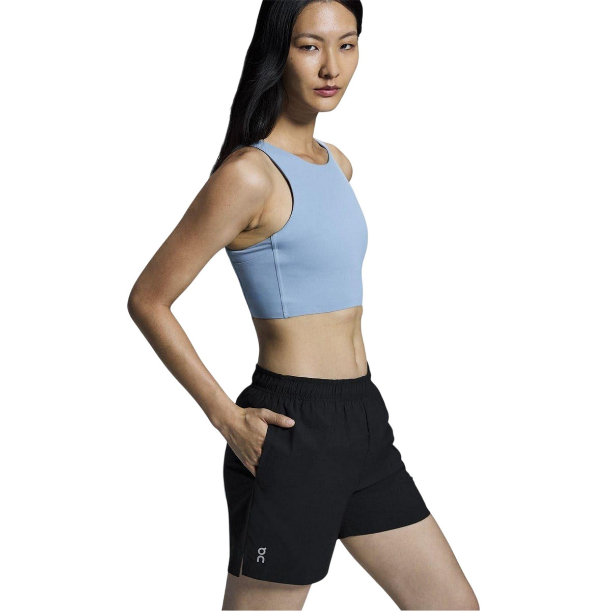 Black - Side - On Running Womens-Ladies Core Running Shorts