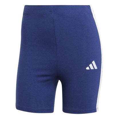 Navy - Front - Adidas Womens-Ladies 3 Stripes Biker Shorts