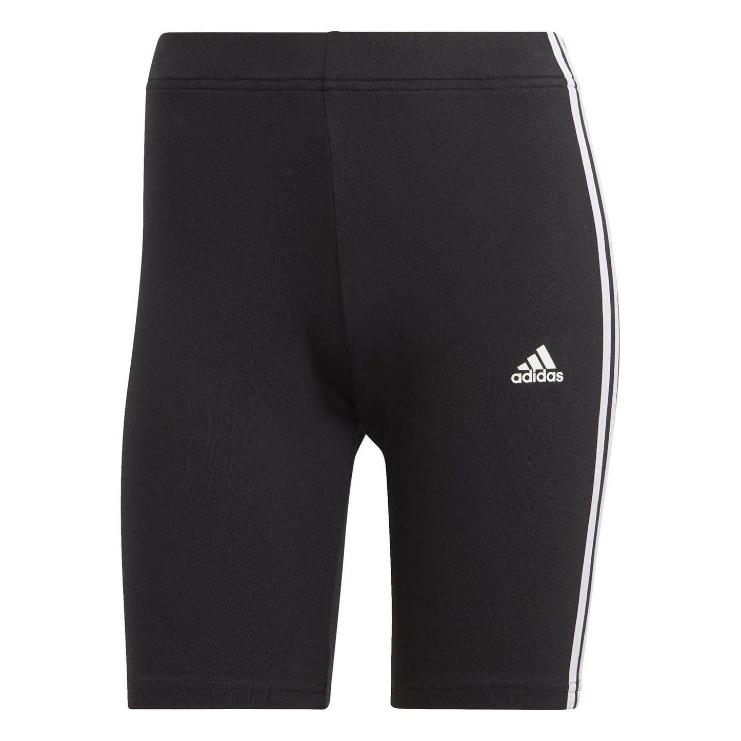 Black-White - Front - Adidas Womens-Ladies 3 Stripes Biker Shorts