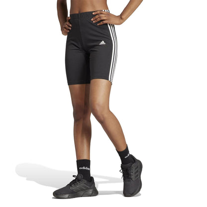 Black-White - Back - Adidas Womens-Ladies 3 Stripes Biker Shorts