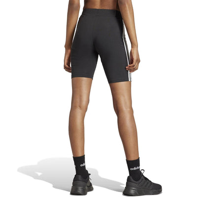 Black-White - Side - Adidas Womens-Ladies 3 Stripes Biker Shorts