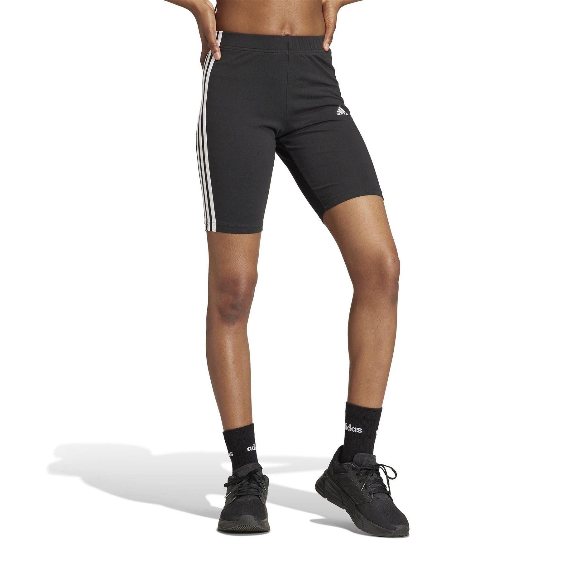 Black-White - Lifestyle - Adidas Womens-Ladies 3 Stripes Biker Shorts