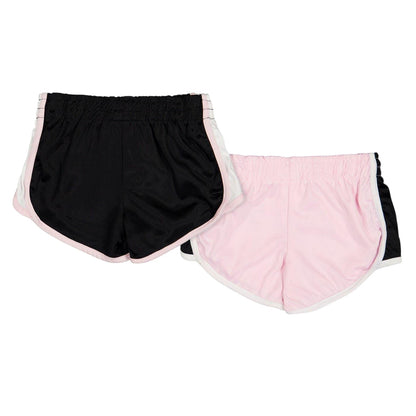 Pink Lady-Black - Back - Reebok Girls Running Shorts (Pack of 2)