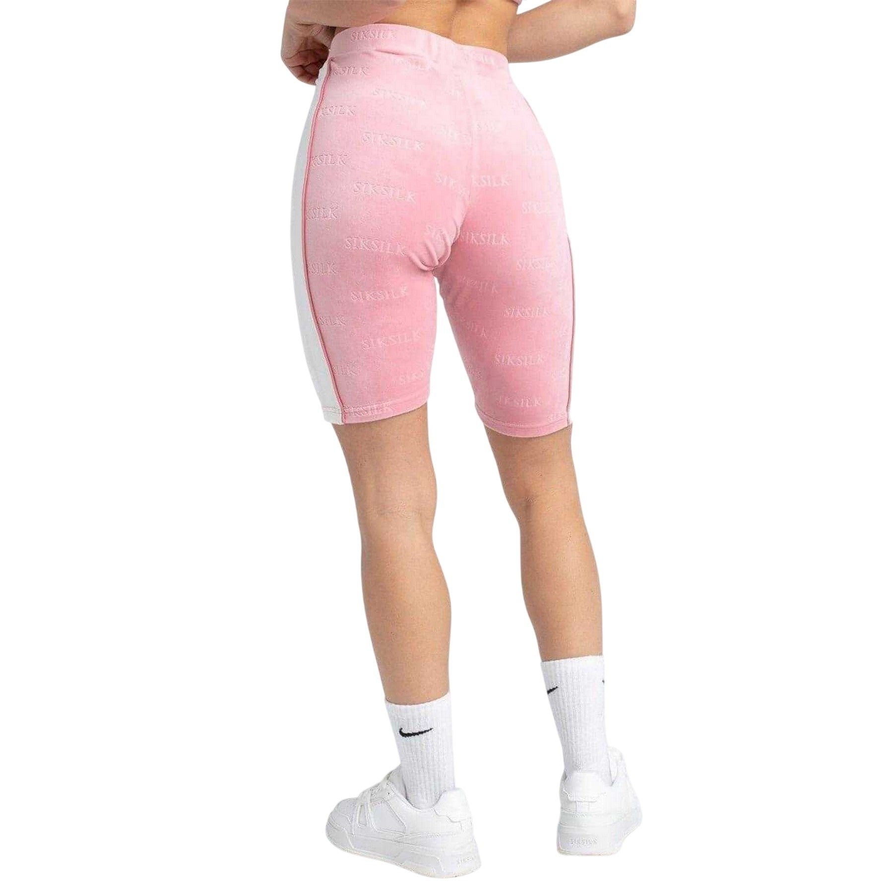 Pink - Back - SikSilk Womens-Ladies Slim Cycling Shorts