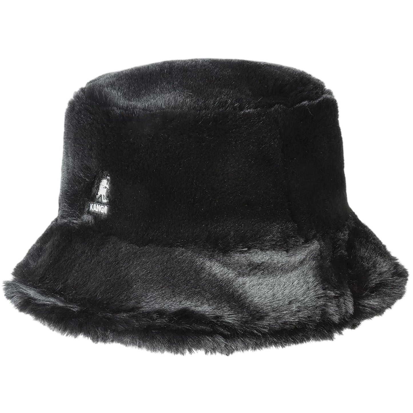 Black - Side - Kangol Faux Fur Bucket Hat