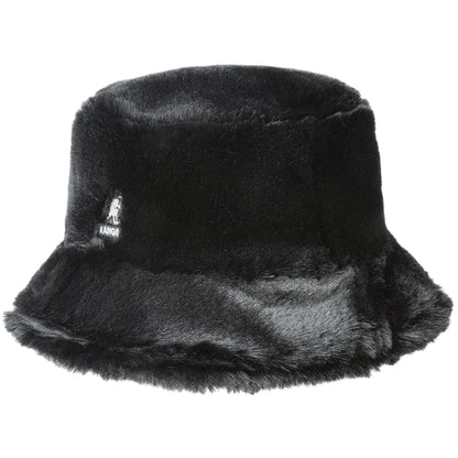 Black - Side - Kangol Faux Fur Bucket Hat
