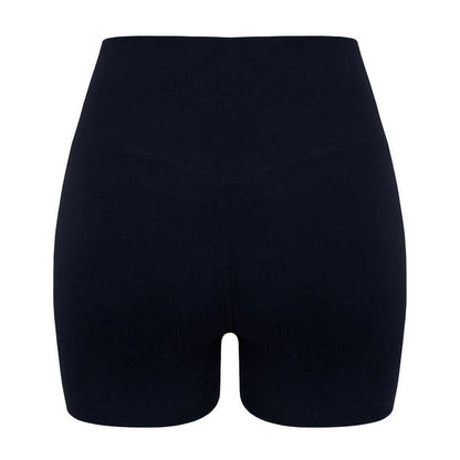 Black - Back - Miso Womens-Ladies High Waist Slim Cycling Shorts