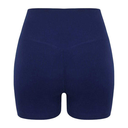 Navy - Back - Miso Womens-Ladies High Waist Slim Cycling Shorts
